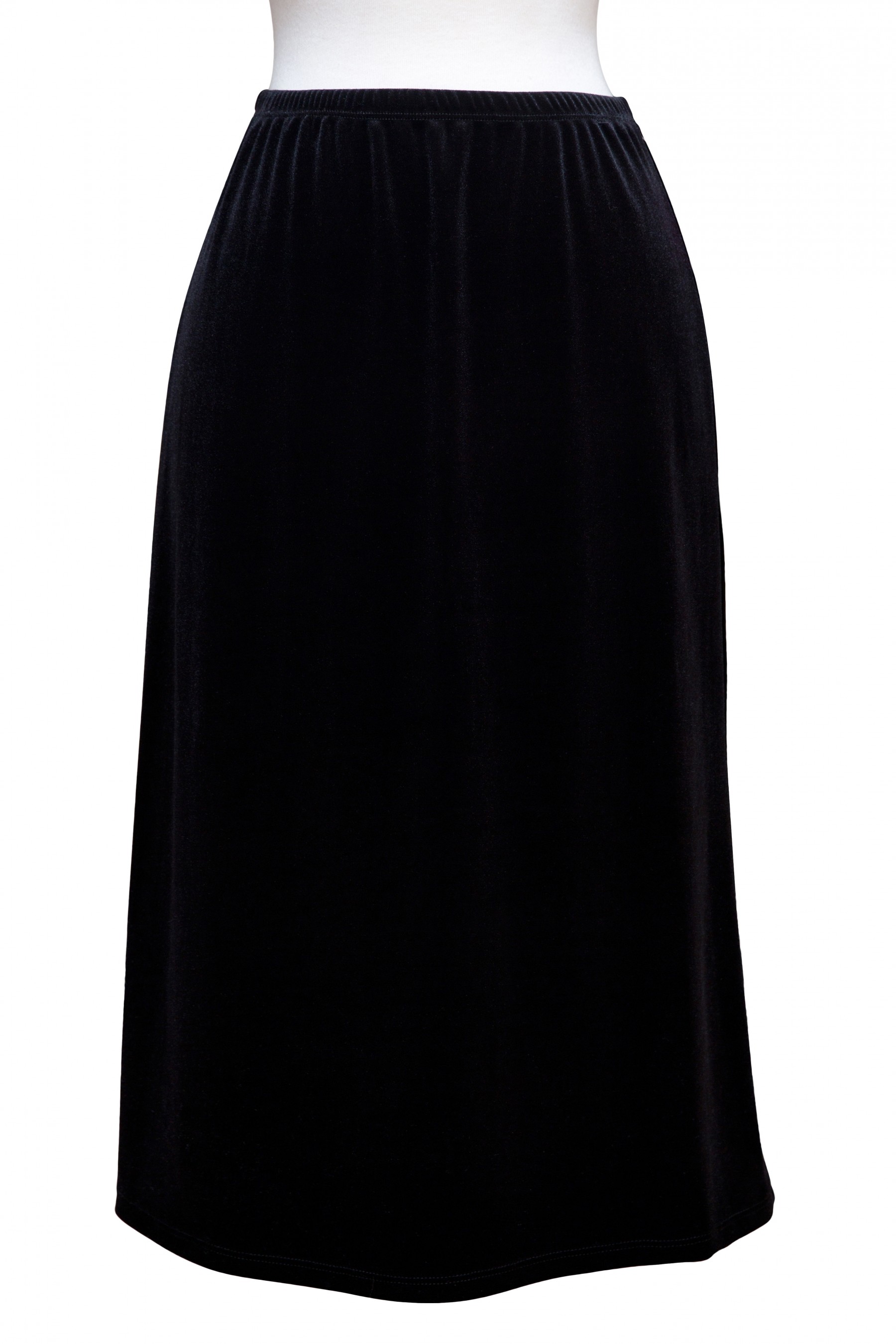 Black Velvet A-Line Mid-Length Skirt - SKIRTS