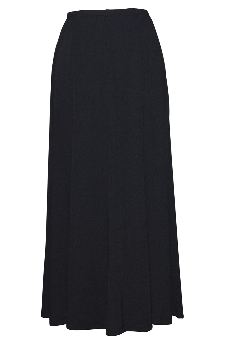 Plus Size Eight Panel Black Microfiber Skirt - Plus Size Skirts