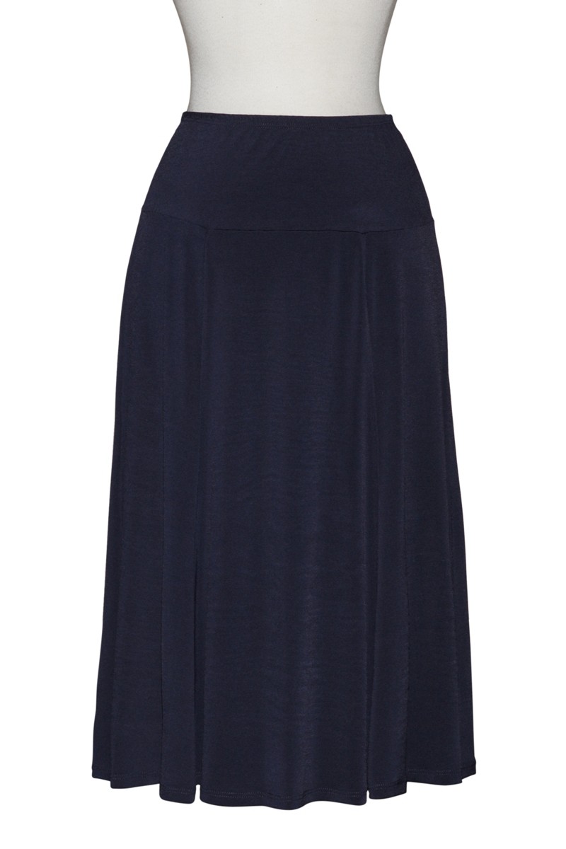 Black A-Line Matte Jersey Mid-Length Skirt - SKIRTS