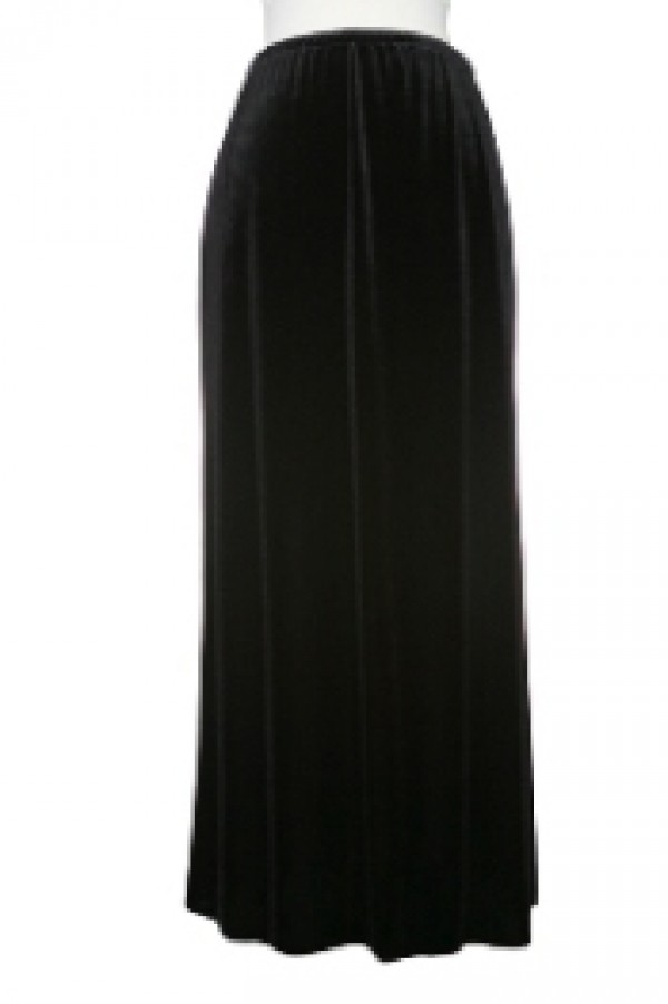 Long black velvet skirt plus size top