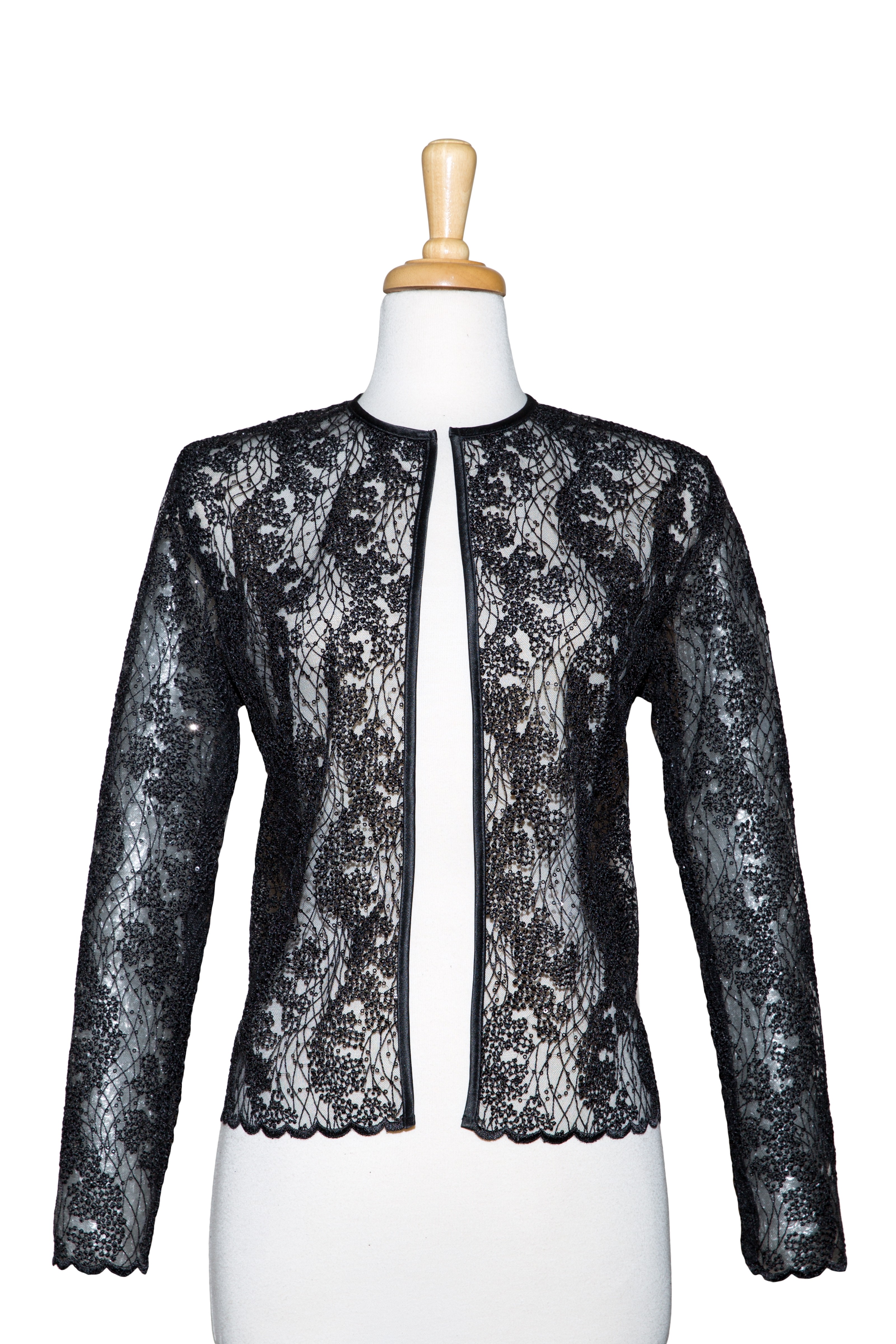  Black Embroidered Sequins  Lace  Jacket 