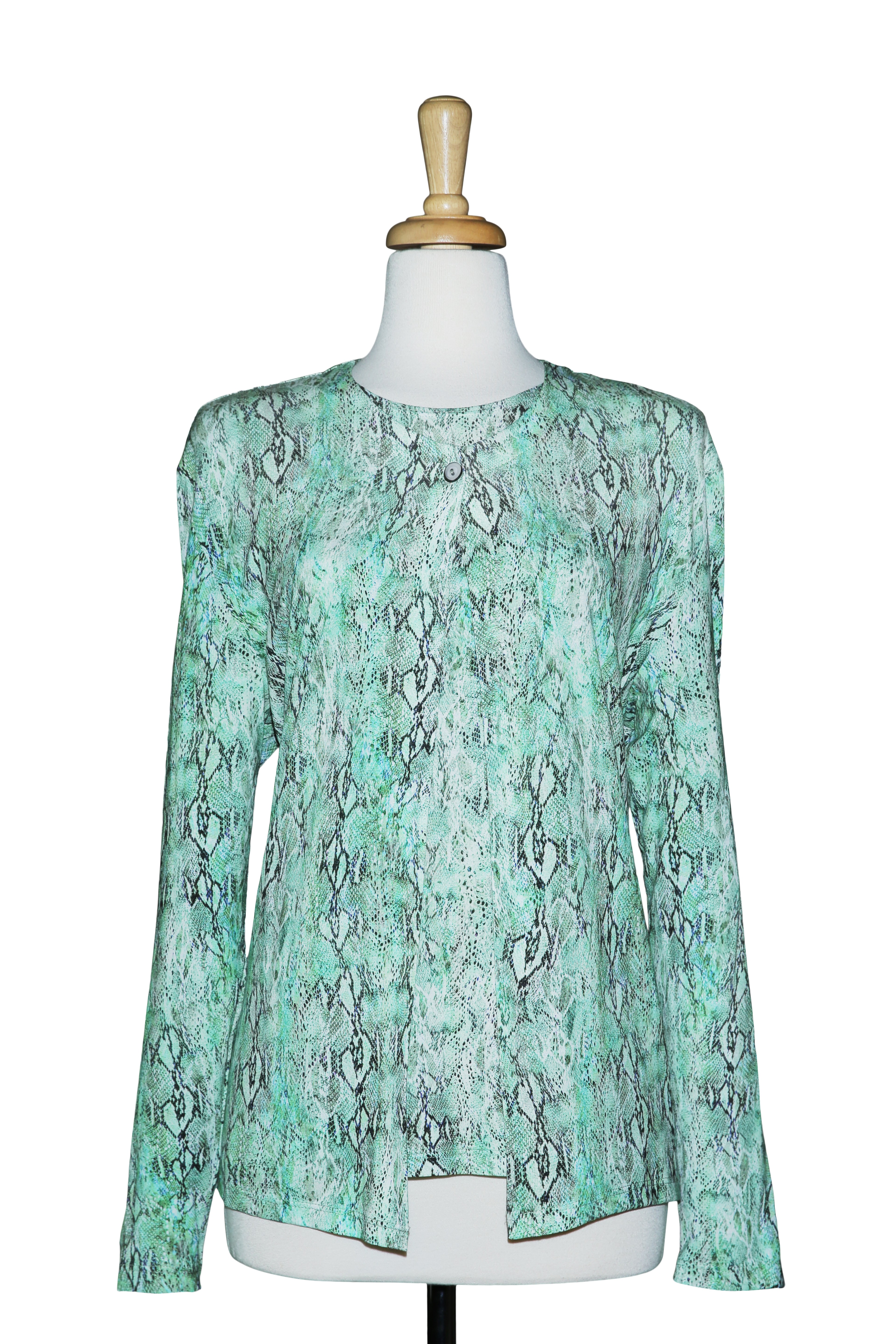 Plus Size Two Piece Mint Green And Black Snakeskin Cotton Set