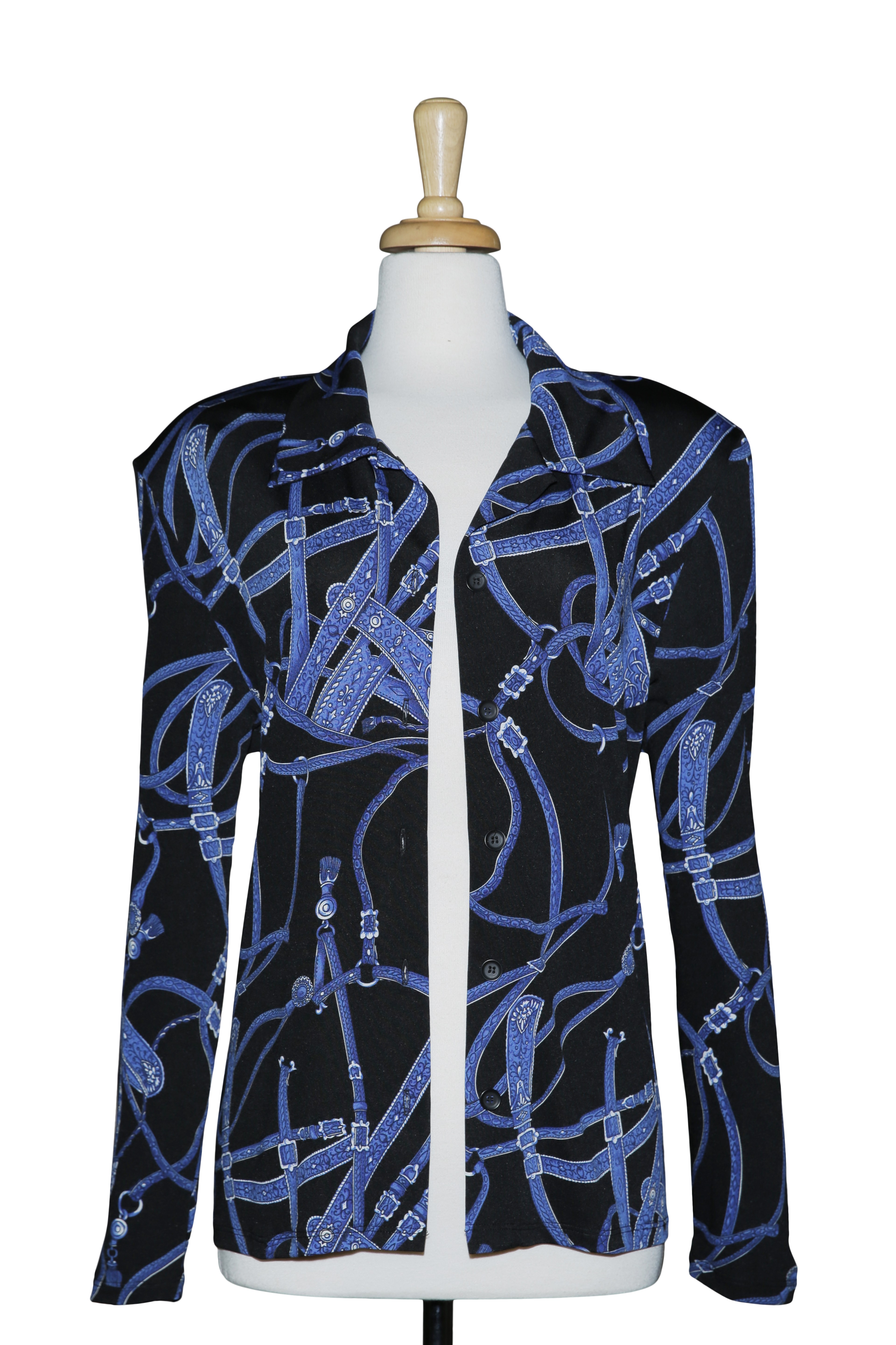  Black And Royal Blue Chains Microfiber Jacket