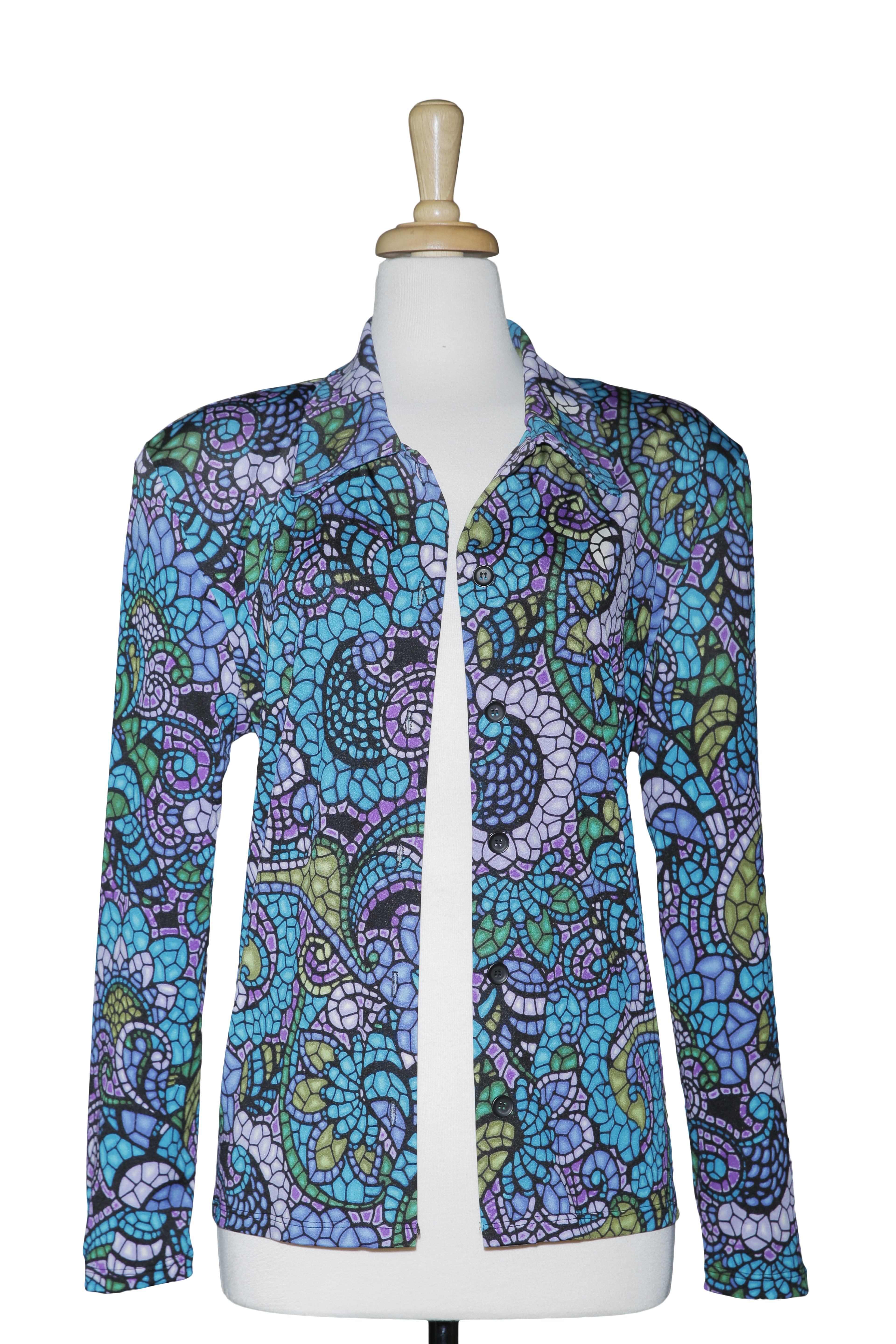  Purple And Turquoise Paisley Mossaic Microfiber Jacket