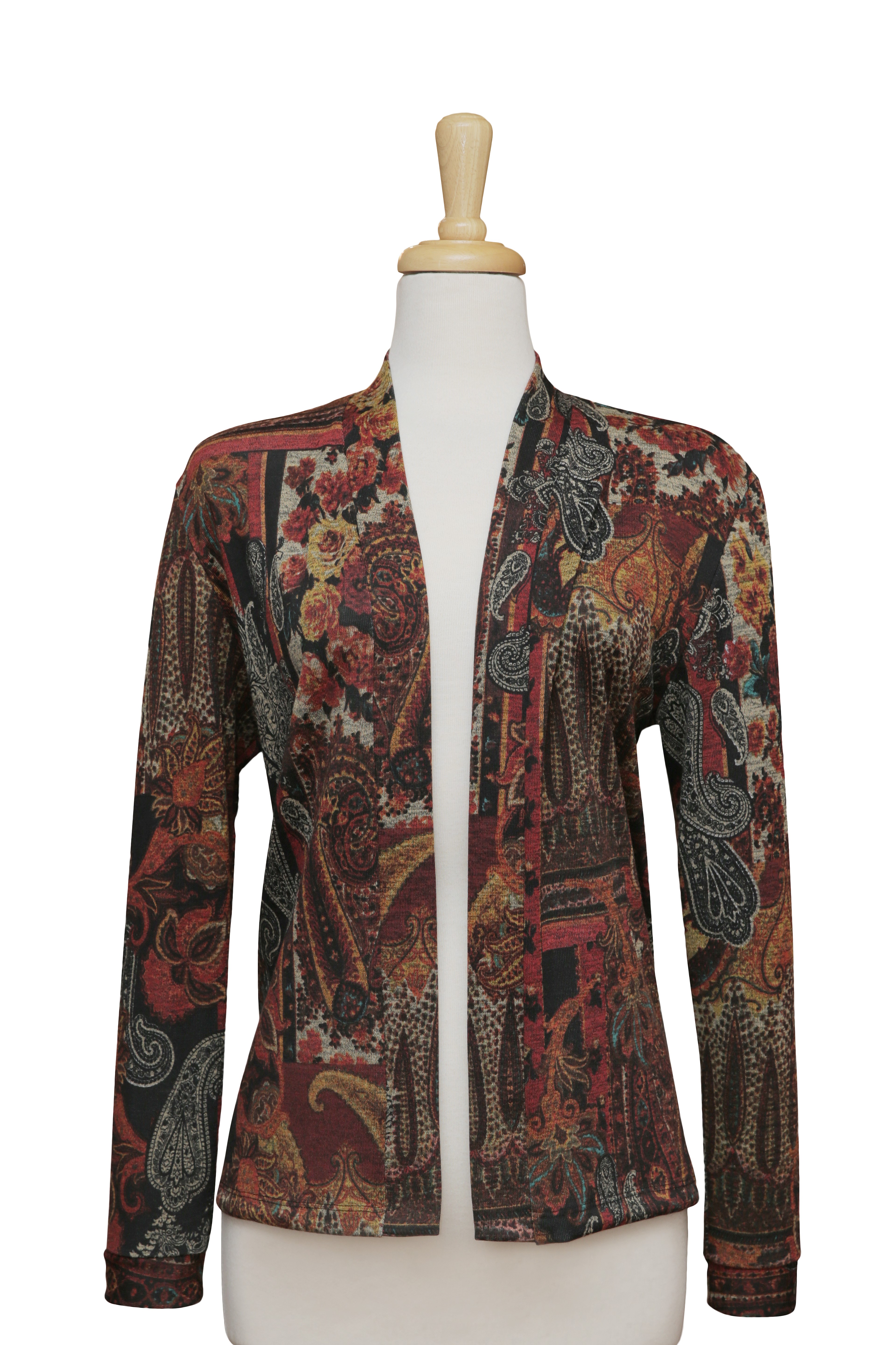 Plus Size Rust And Tan Paisley Knit Jacket
