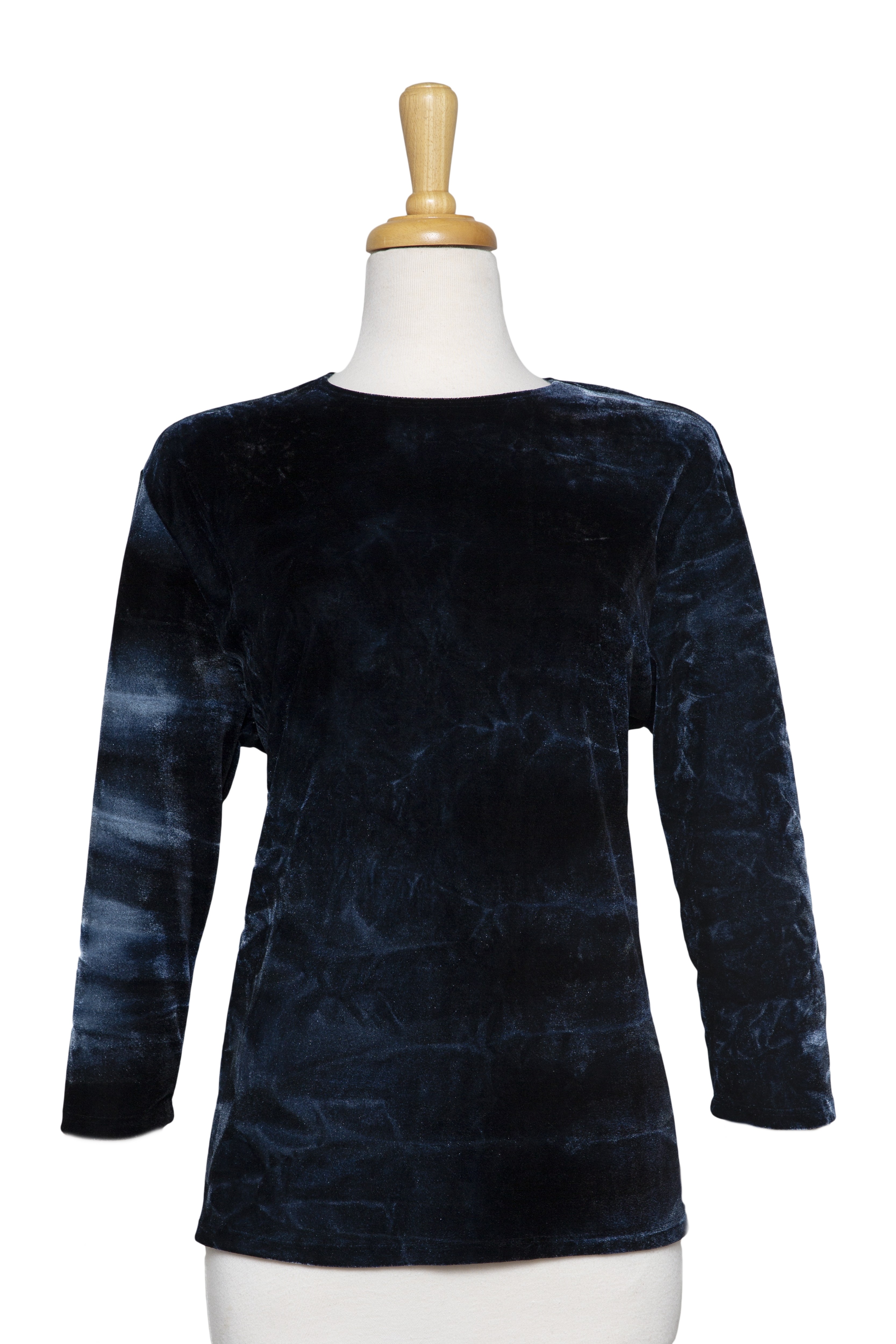 Shades of Blue Ombre Velvet 3/4 Sleeve Top