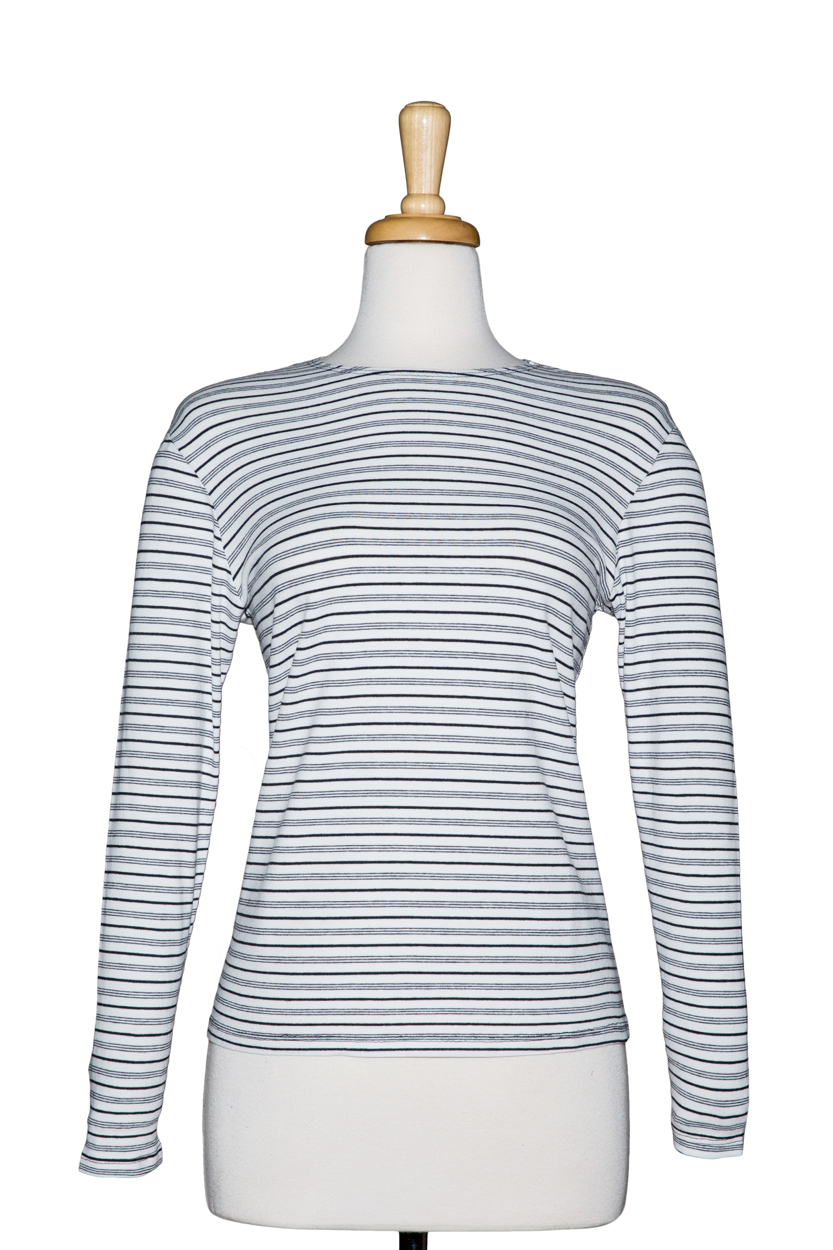 White & Black Striped Cotton Top