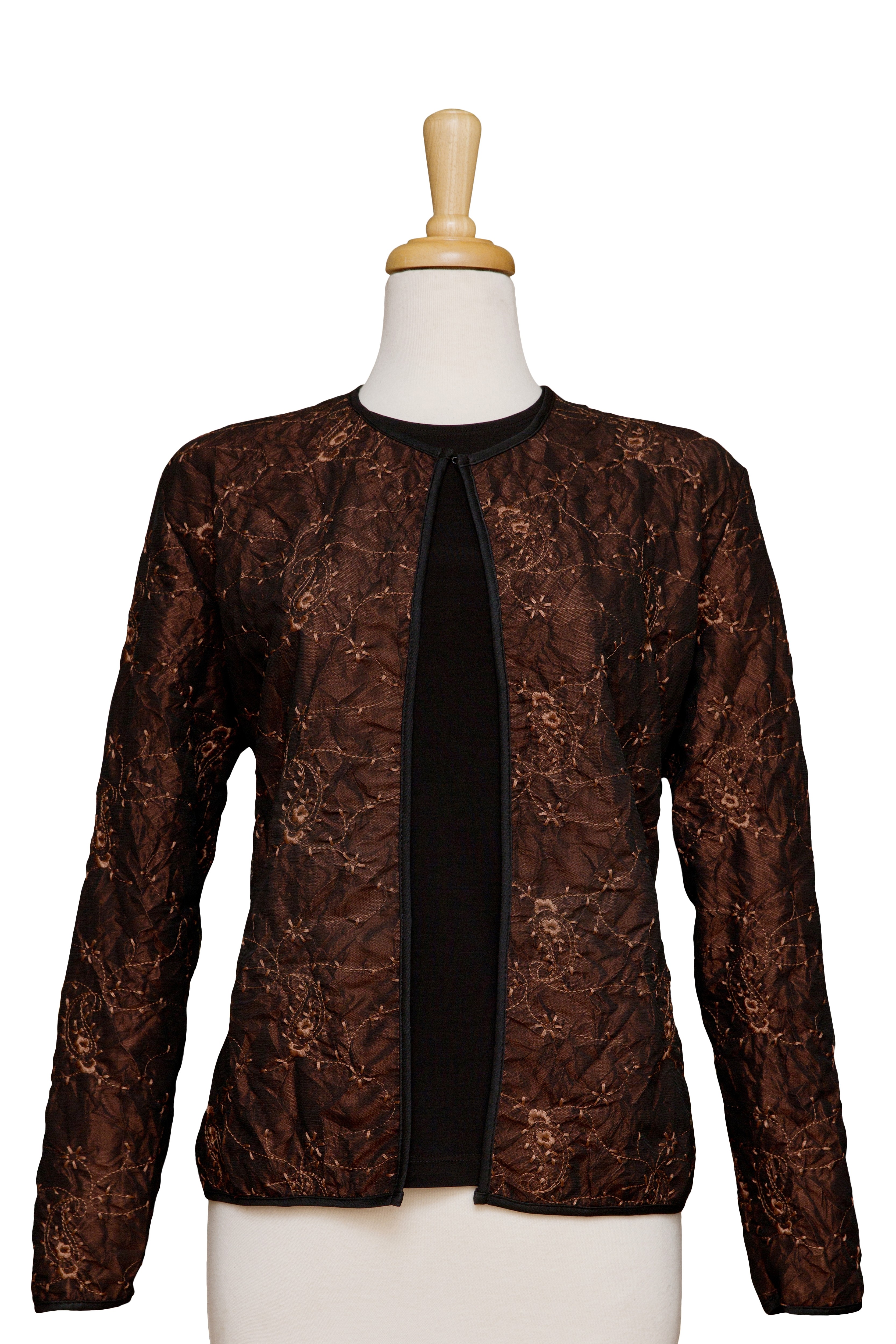 Two Piece Bronze and Black Crinkled Embroidered Paisley Set