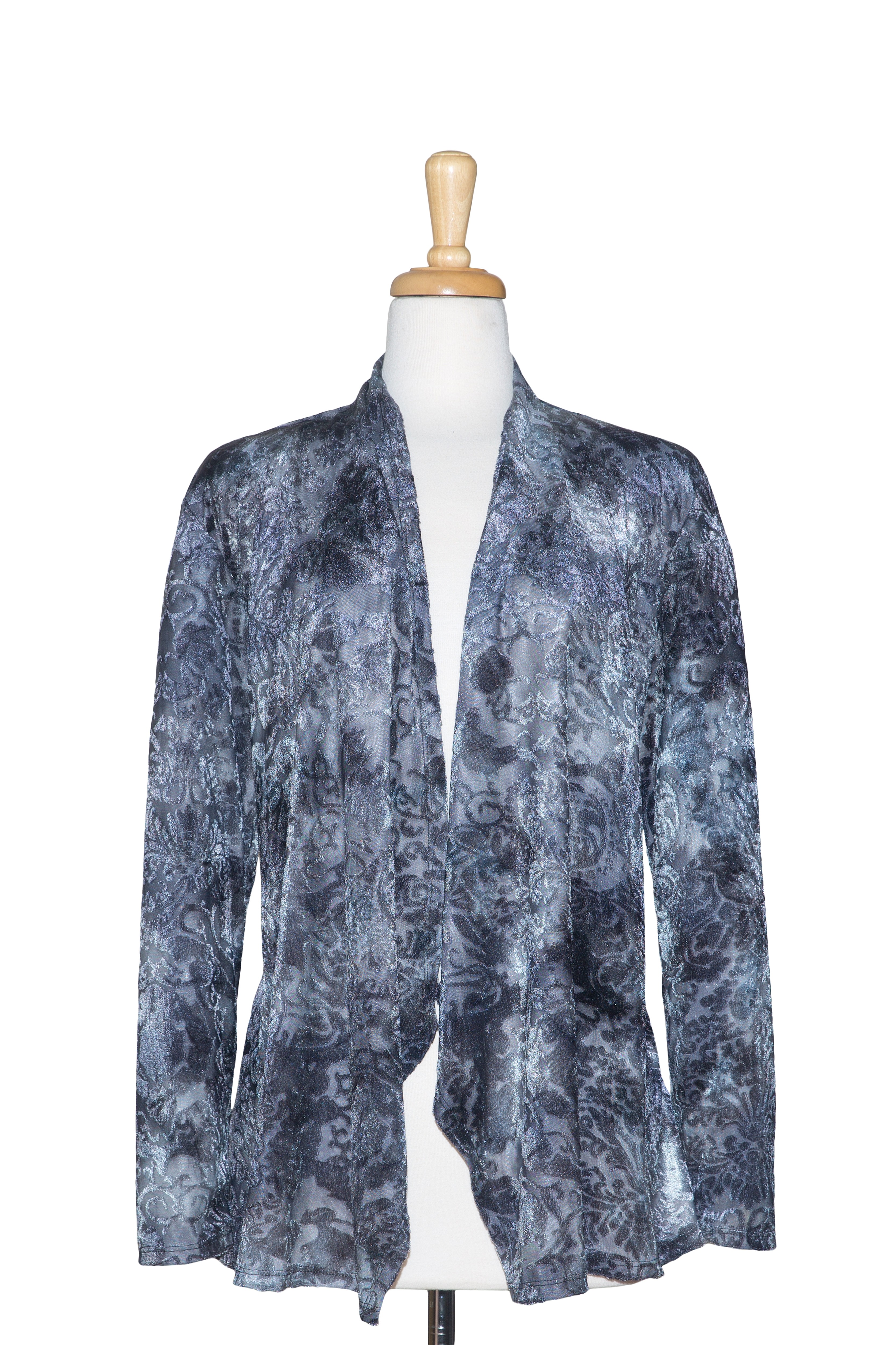 Shades Of Grey Cut Velvet Shawl Collar Jacket