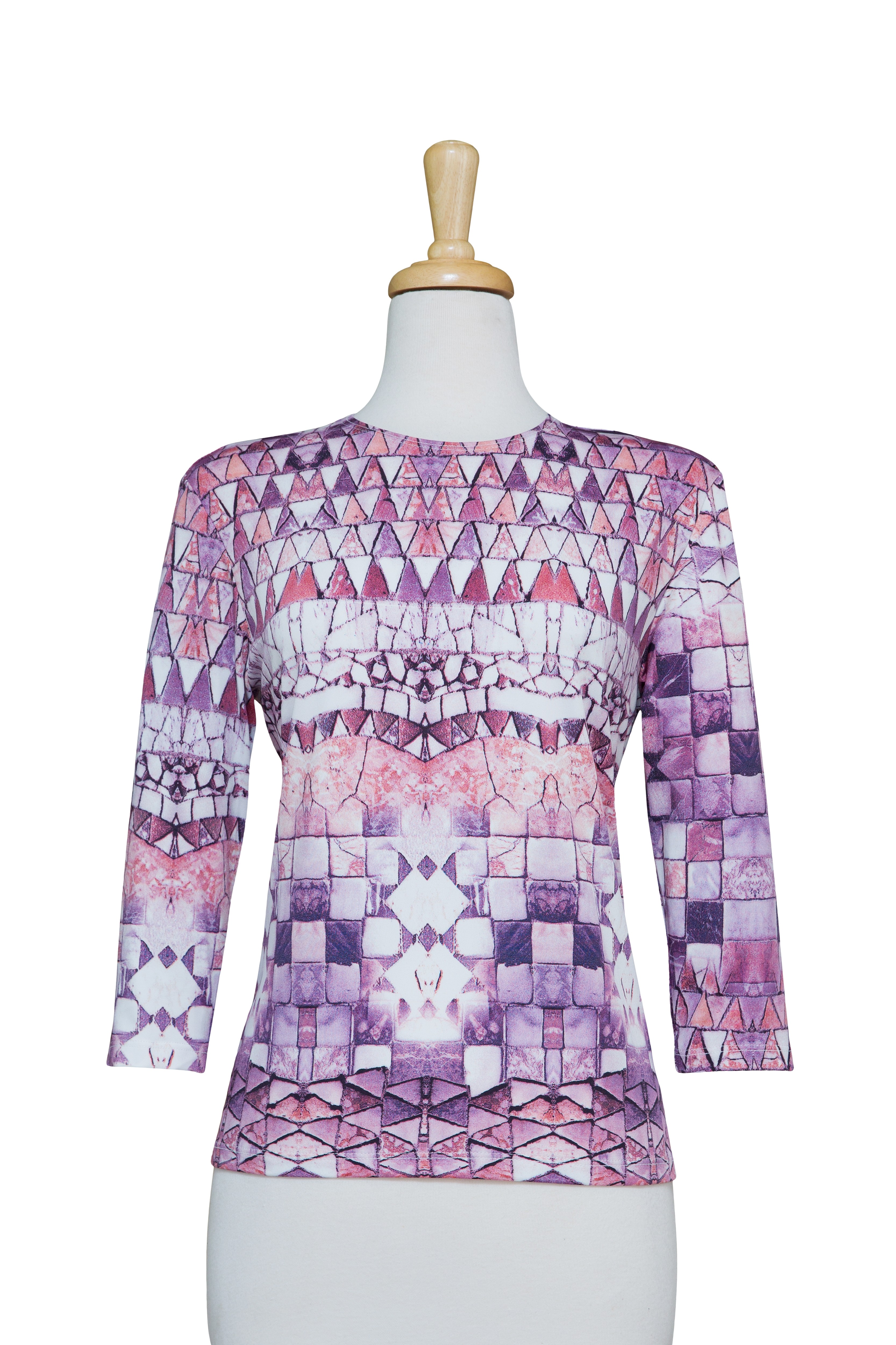 Plus Size Shades of Lilac and Mauve Microfiber 3/4 Sleeve Top 