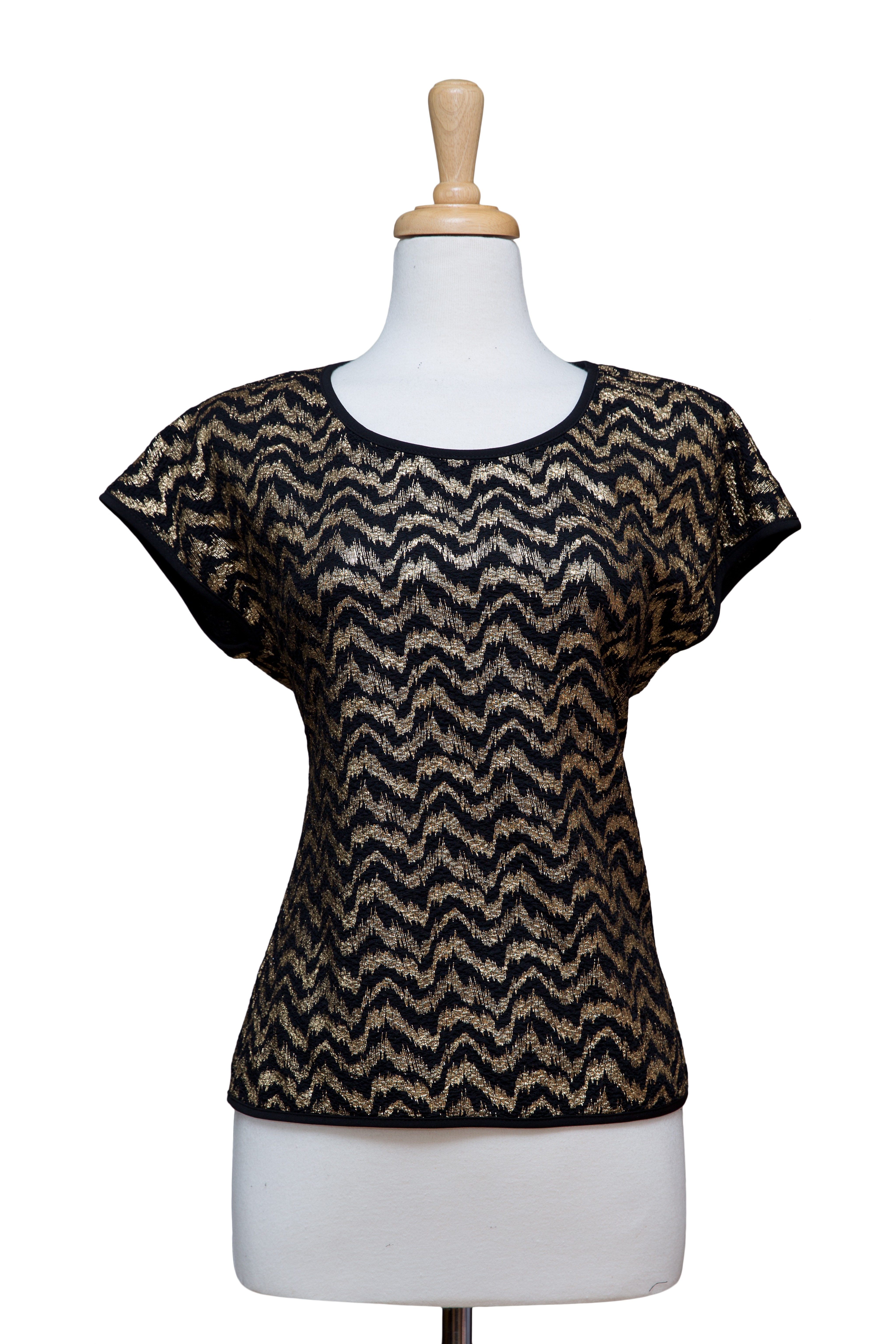 Black and Gold Short Sleeve Top