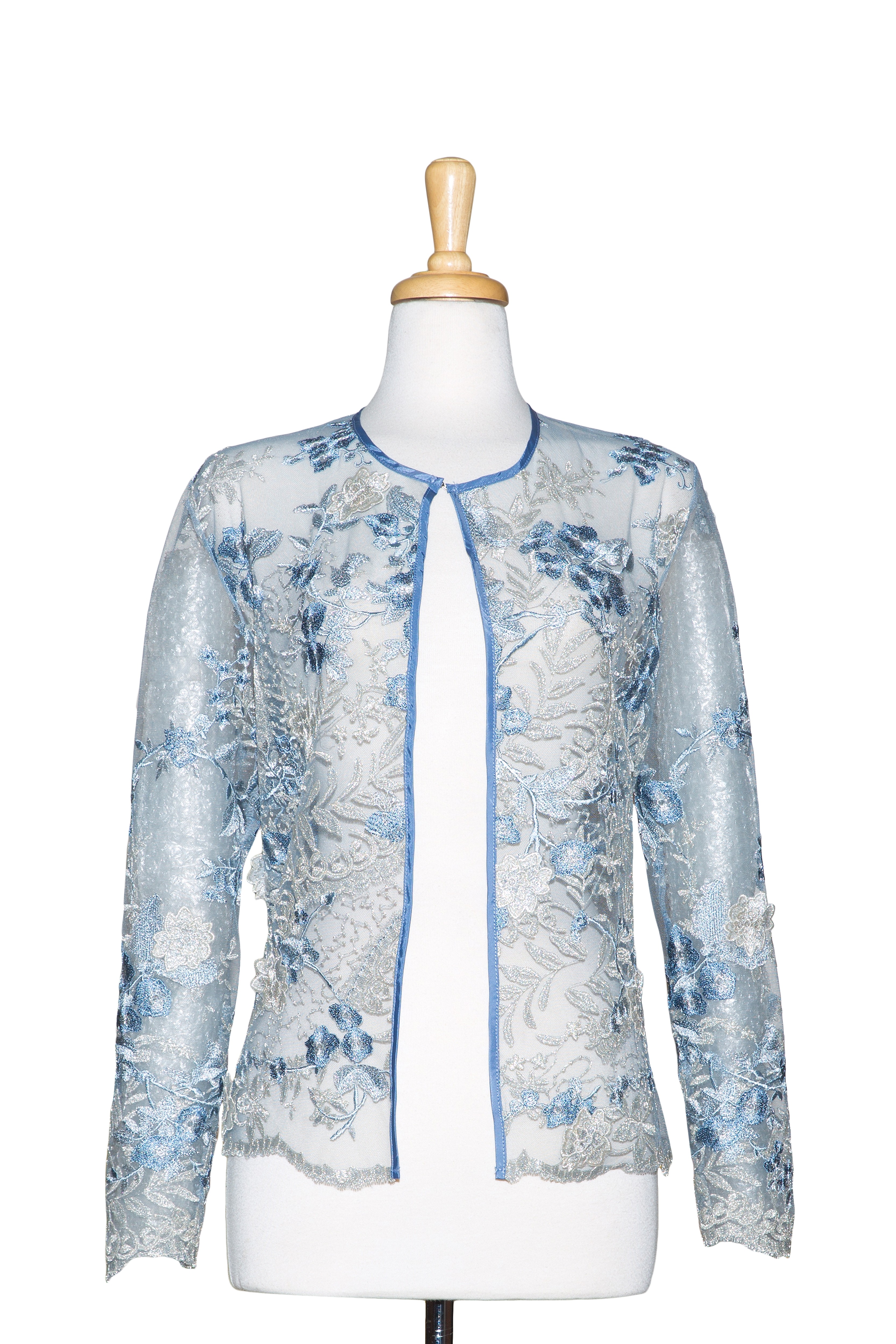 Silver lace jacket top