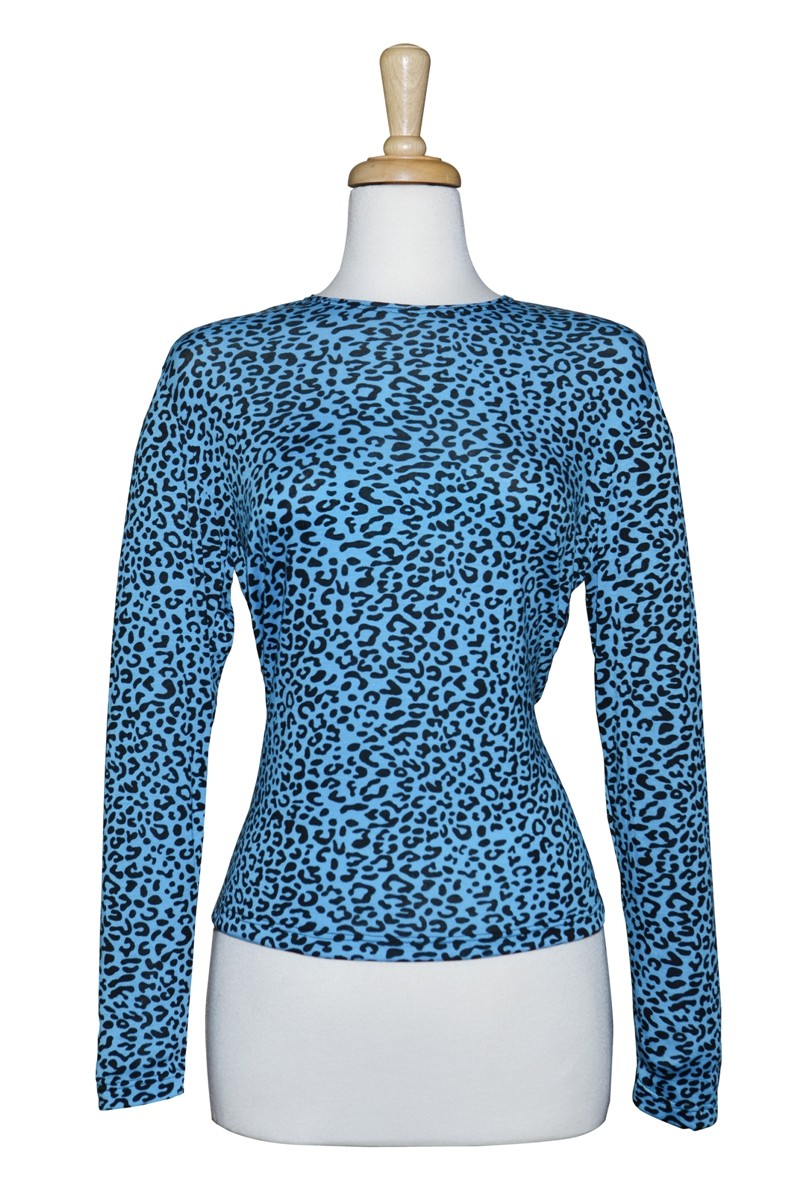 Turquoise & Black Leopard Print Cotton Top 1