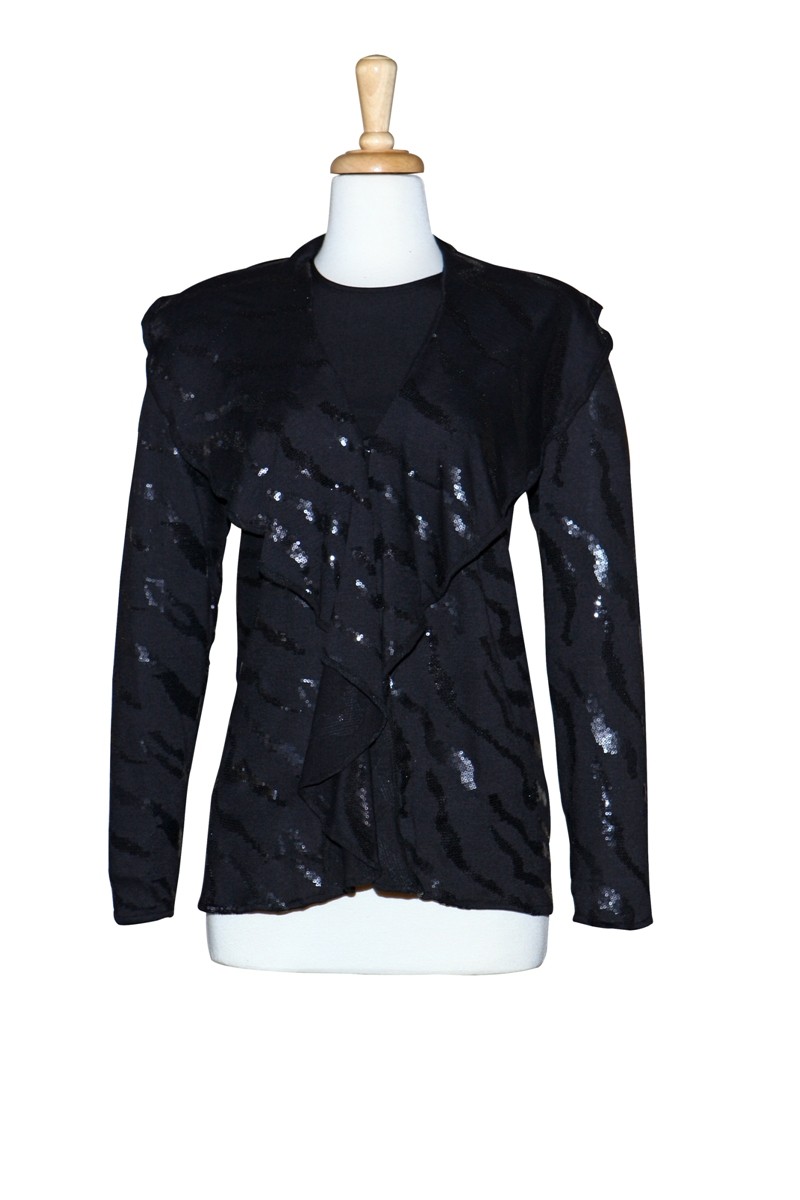 Two Piece Black on Black Sequins Knit Set