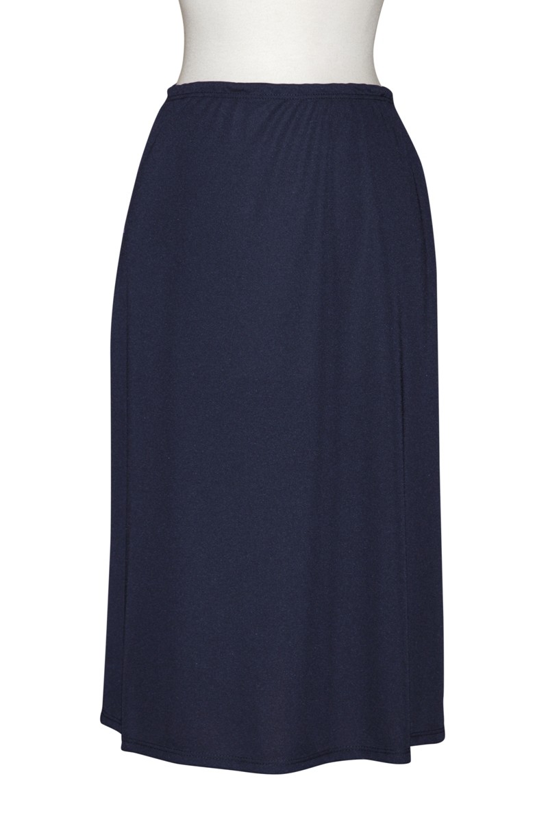 Navy A-Line Matte Jersey Mid-Length Skirt