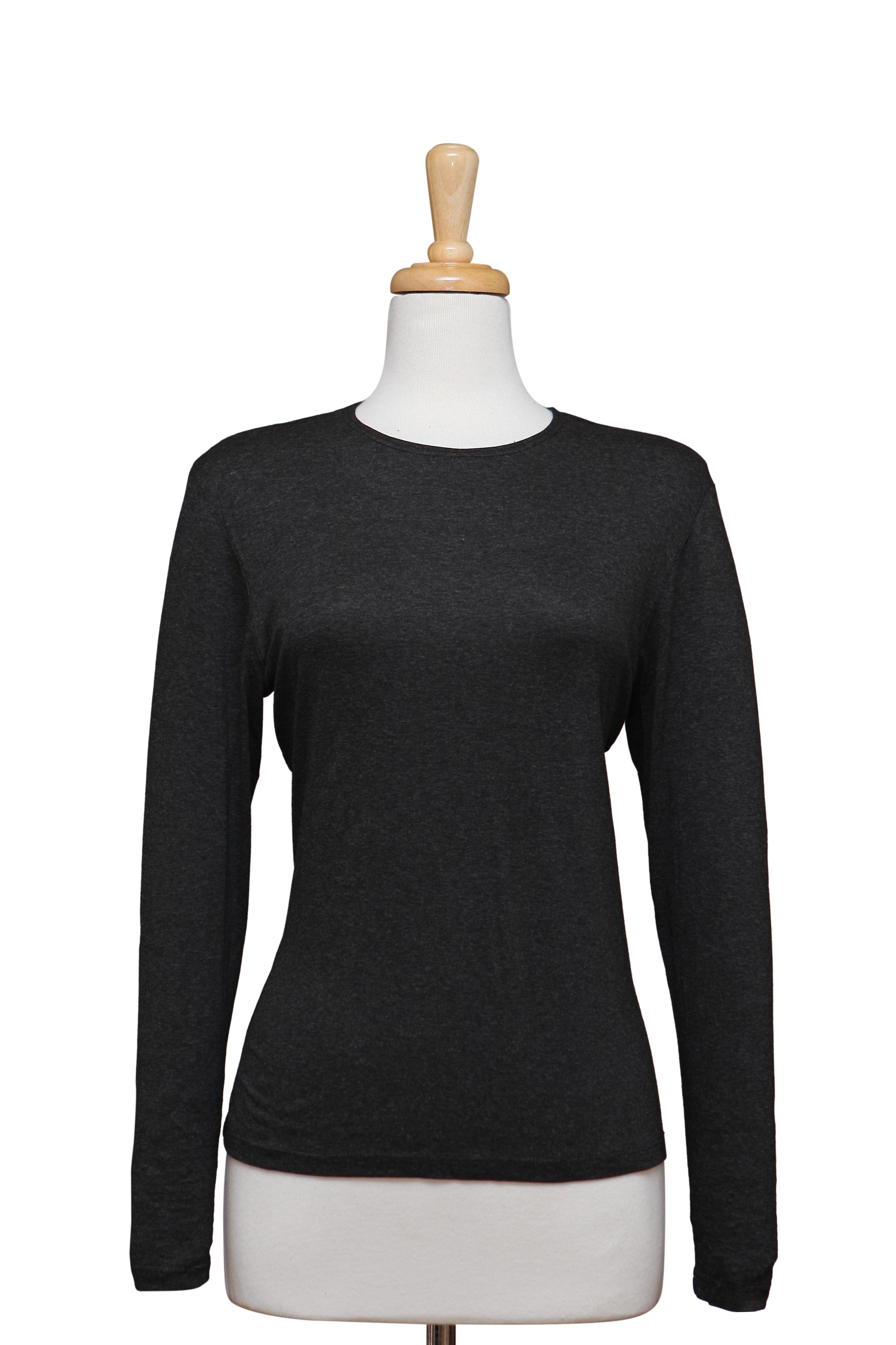 Charcoal Long Sleeve Cotton Top
