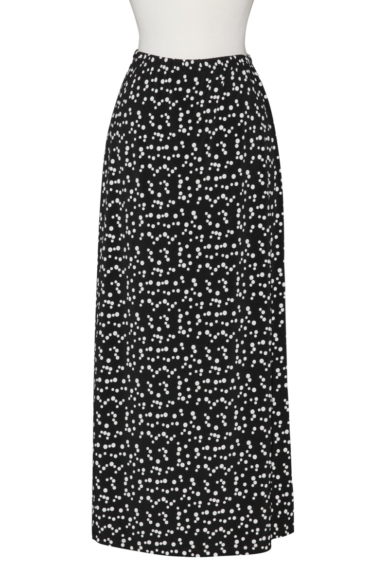Plus Size Black & White Dotted Microfiber Skirt
