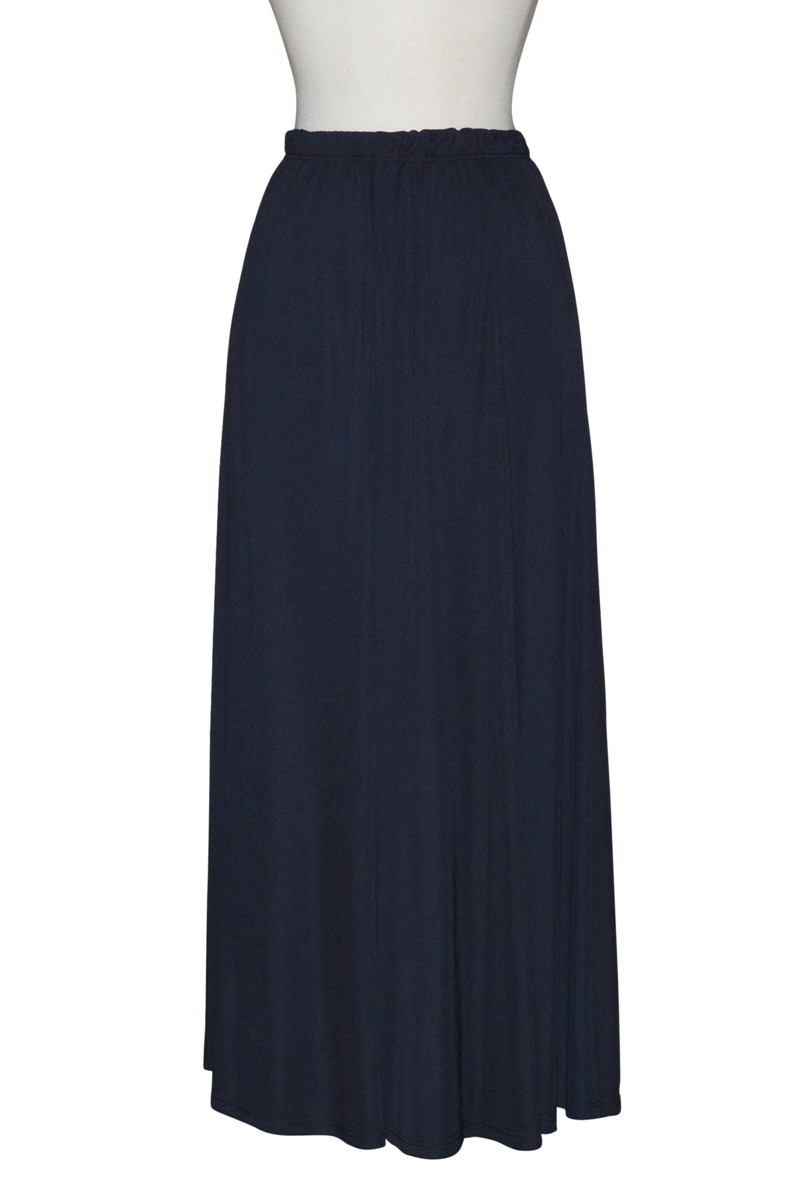 Plus Size Eight Panel Navy Matte Jersey Skirt