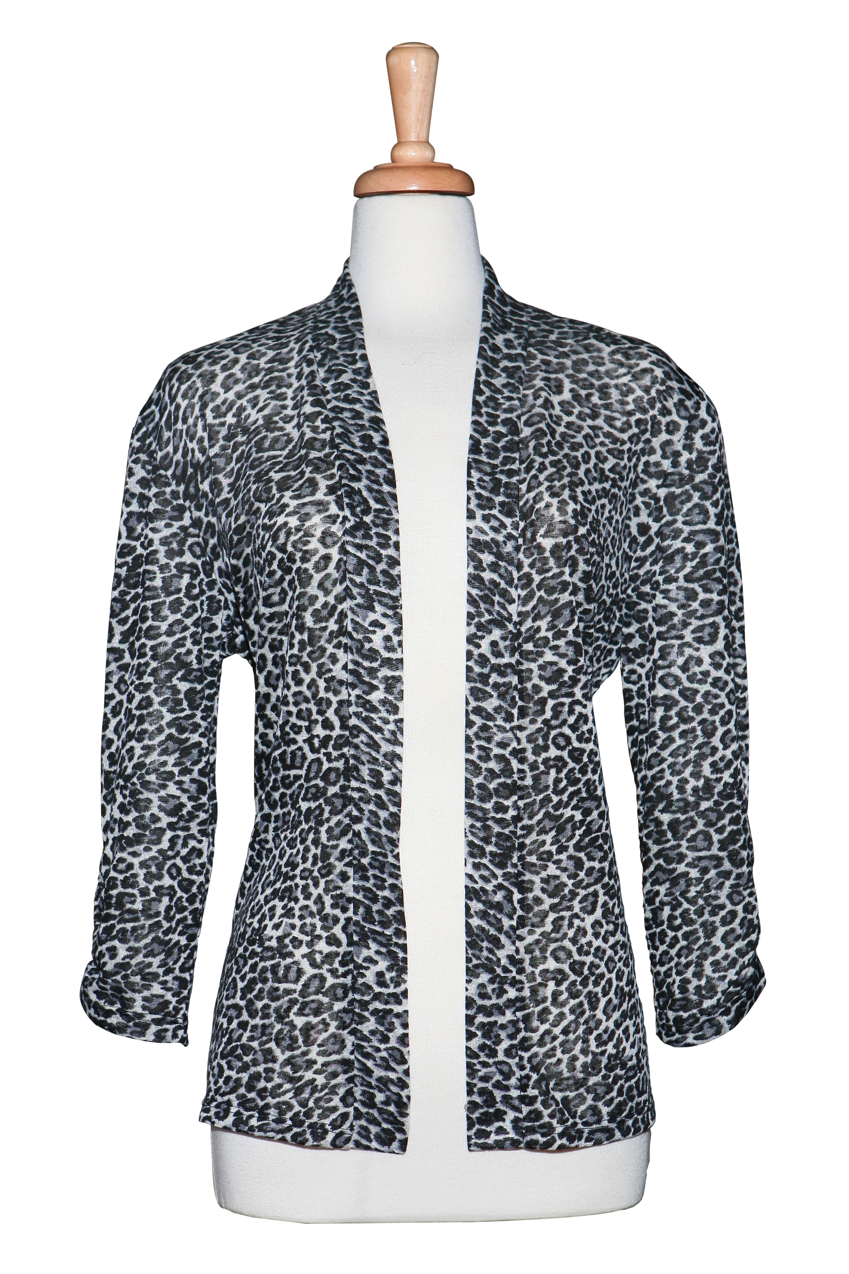 Plus Size Leopard Print Thin Knit Jacket