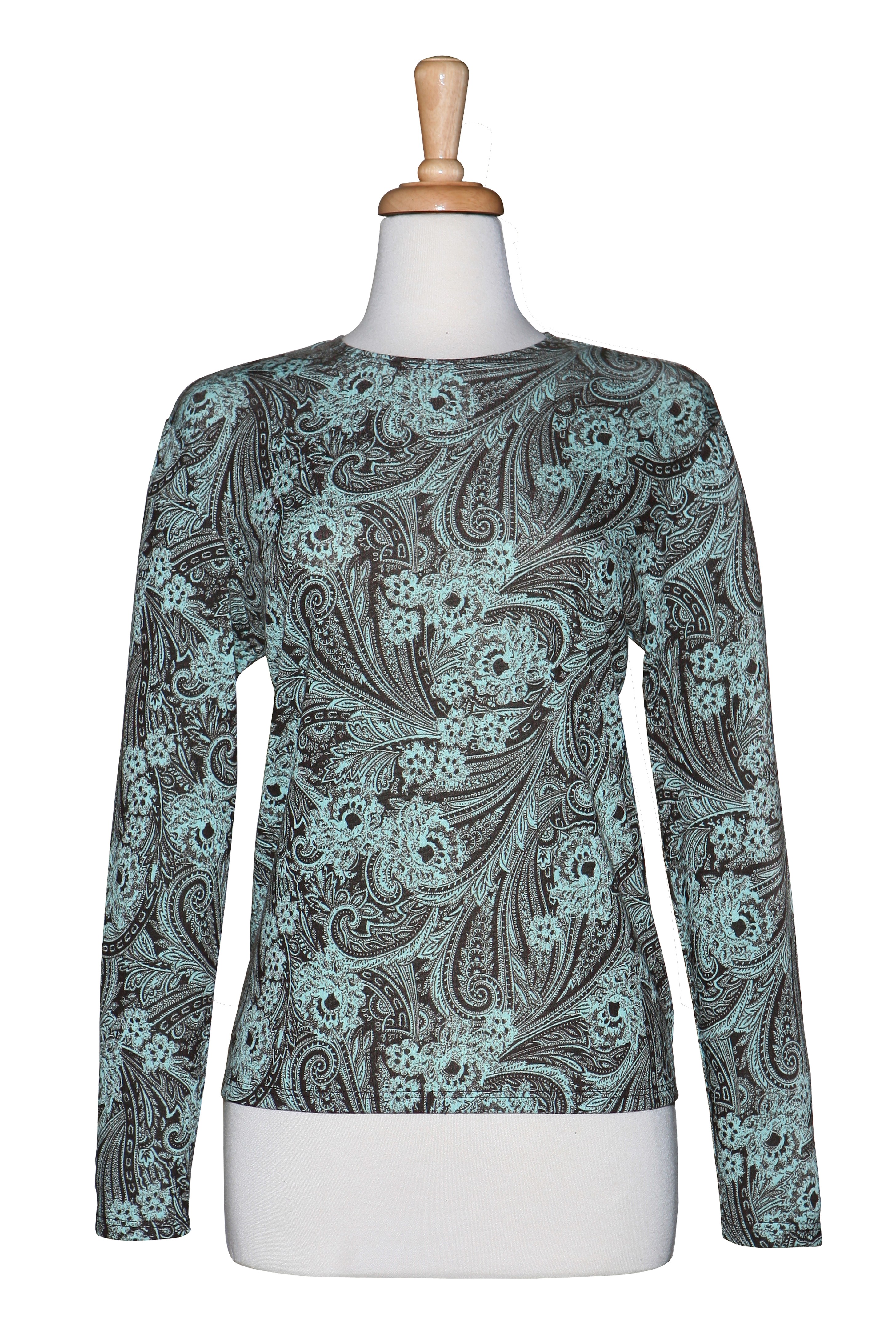 Mint & Brown Paisley Cotton Top