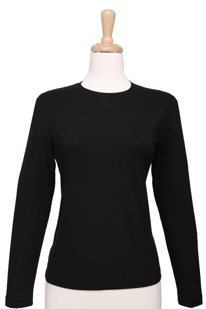 Basic Black Cotton Long Sleeve Top