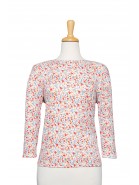 Poppy, Melon and White Mini Floral 3/4 Sleeve Cotton Top 