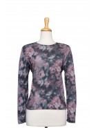 Plus Size Pastel Floral Long Sleeve Thin Knit Top