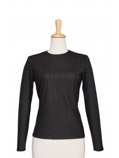 Long Sleeve Black with Gold Dots Microfiber Top