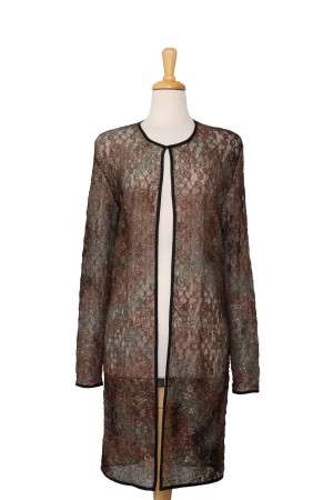 Bronze and Sage Floral Soft Lace 3/4 Length Jacket 