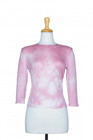 Mauve and Ivory Tie-Dye 3/4 Sleeve  Cotton Top 