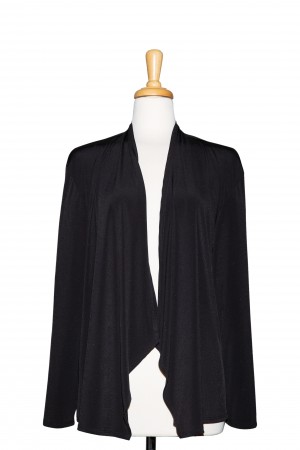 Plus Size Black Microfiber Shawl Collar Jacket