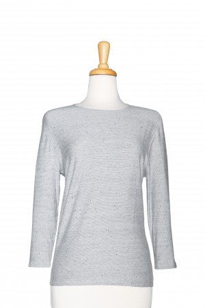 Grey Mini Stripes Cotton 3/4 Sleeve Top 