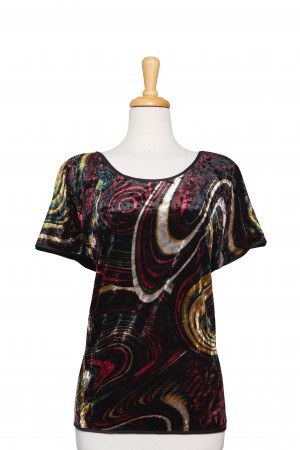 Multi Color Graffiti Velvet Short Sleeve Top