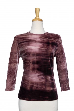 Shades of Mauve Ombre Velvet 3/4 Sleeve Top