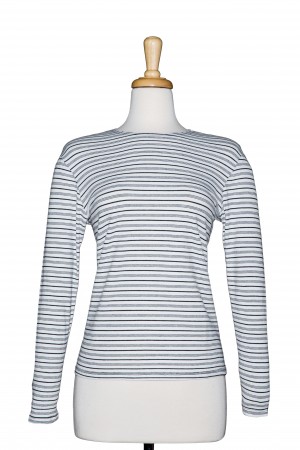 White & Black Striped Cotton Top