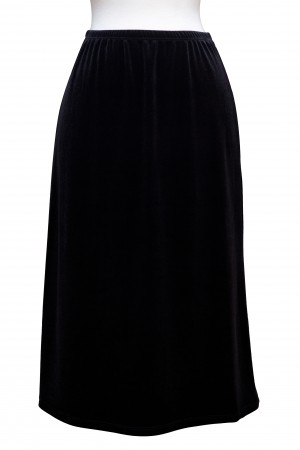 Black Velvet A-Line Mid-Length Skirt