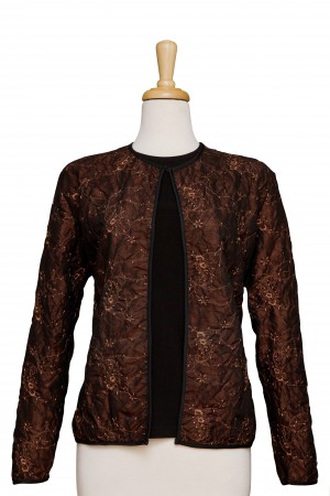 Plus Size Two Piece Bronze and Black Crinkled Embroidered Paisley Set