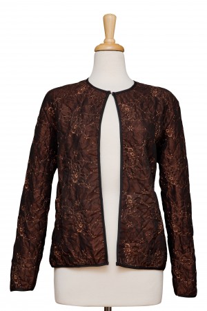 Black and Bronze Crinkled Embroidered Paisley Jacket