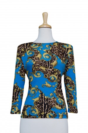 Royal Versace Leopard Print 3/4 Sleeve  Cotton Top 