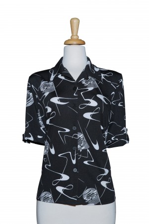 Black And White Modern Art Short Sleeve Microfiber Jacket