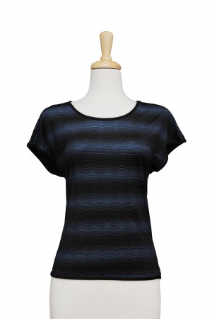 Blue And Black Waves  Short Sleeve Top