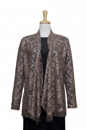  Two Piece Metallic Bronze Lace Knit Jacket With Black Long Sleeve Top