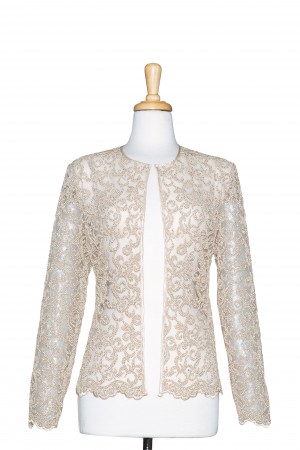 Plus Size Gold Embroidered Lace Jacket 
