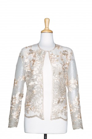 Gold and Peach Floral 3D Lace  Jacket 