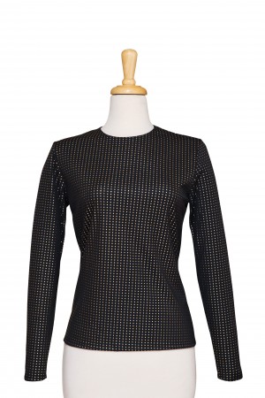 Long Sleeve Black with Gold Dots Microfiber Top