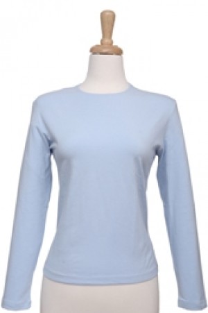  Sky Blue Long Sleeve Cotton Top