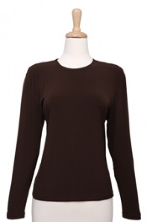 Plus Size Long Sleeve Brown Microfiber Camsiole