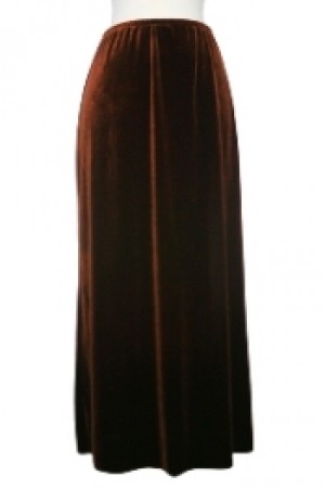 Plus Size Brown Velvet A-Line Skirt
