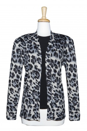 Plus Size Two Grey, Ivory & Black Leopard Print Knit Set
