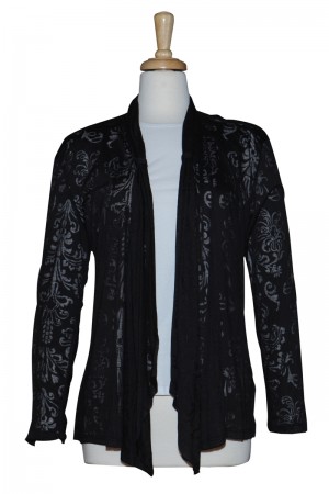 Two Piece Black & White Burnout Shawl Collar Cotton Set